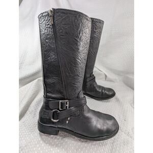 GIANNI BINI! ULTRA MOTO/BIKER STYLE HEAVY BLACK GENUINE LEATHER BOOTS! SZ 10M
